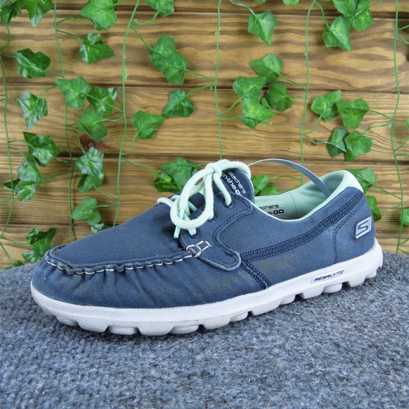 SKECHERS Women's‎ Gogo Mat Sneaker Blue Fabric Sz 8 Medium  Used 2025 - Picture 1 of 6